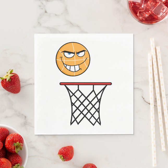 Funny Smirking Basketball Face Dunking Serviette (Von Creator hochgeladen)