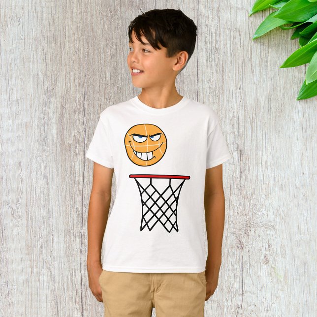 Funny Smirking Basketball Face Dunking T-Shirt (Von Creator hochgeladen)