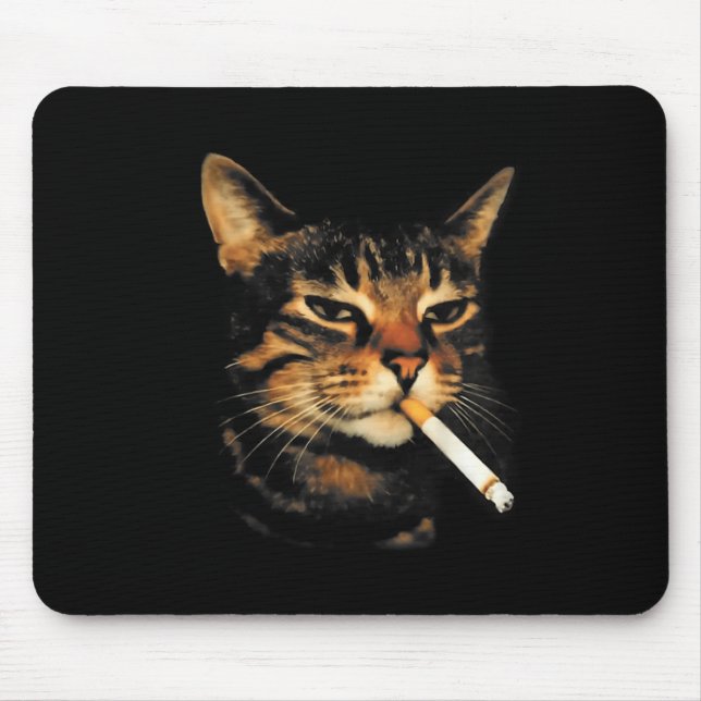 Funny Smoking Cat Cigarette Kitten Meme Stupid Bra Mousepad (Vorne)