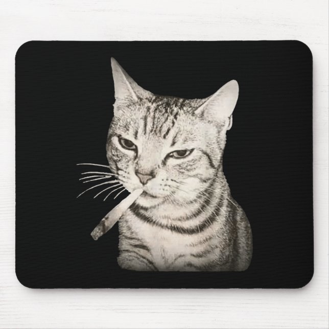 Funny Smoking Cat Cigarette Kitty Gen Z Meme  Mousepad (Vorne)
