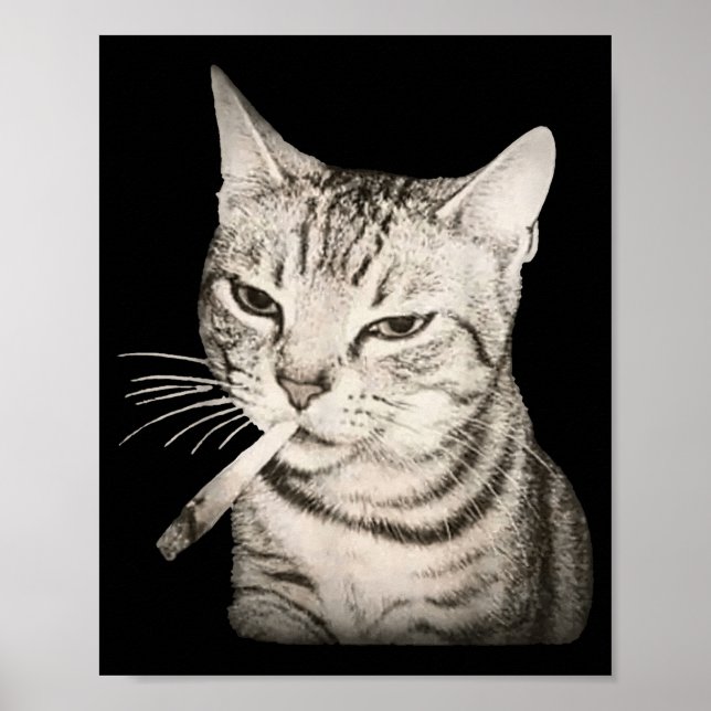 Funny Smoking Cat Cigarette Kitty Gen Z Meme  Poster (Vorne)