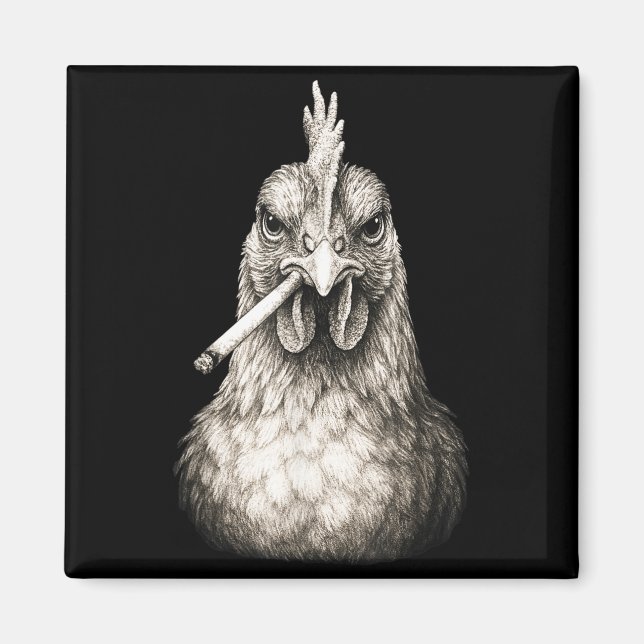 Funny Smoking Chicken Cigarette Gen Z Meme Farm An Magnet (Vorne)