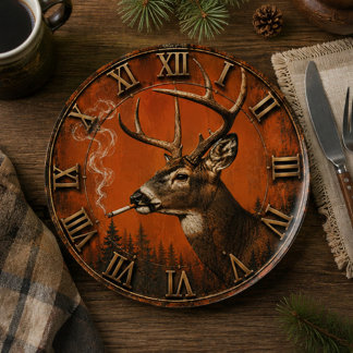 Funny Smoking Deer Rustic Hunting Cabin Pappteller