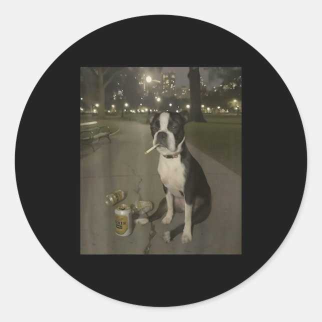 Funny Smoking Dog Meme Cigarette Gen Z Meme Dog Lo Runder Aufkleber (Vorderseite)