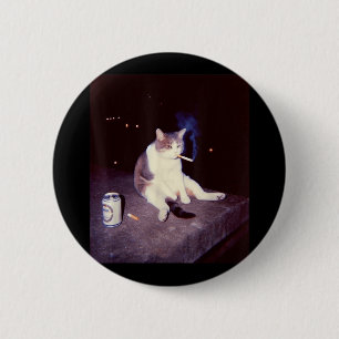Funny Smoking Meme Cigarette Kitten Brainrot Alber Button
