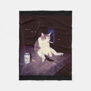Funny Smoking Meme Cigarette Kitten Brainrot Alber Fleecedecke