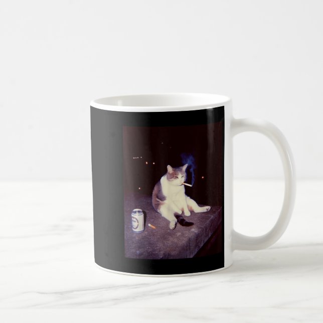 Funny Smoking Meme Cigarette Kitten Brainrot Alber Kaffeetasse (Rechts)