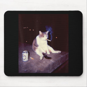 Funny Smoking Meme Cigarette Kitten Brainrot Alber Mousepad