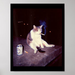 Funny Smoking Meme Cigarette Kitten Brainrot Alber Poster