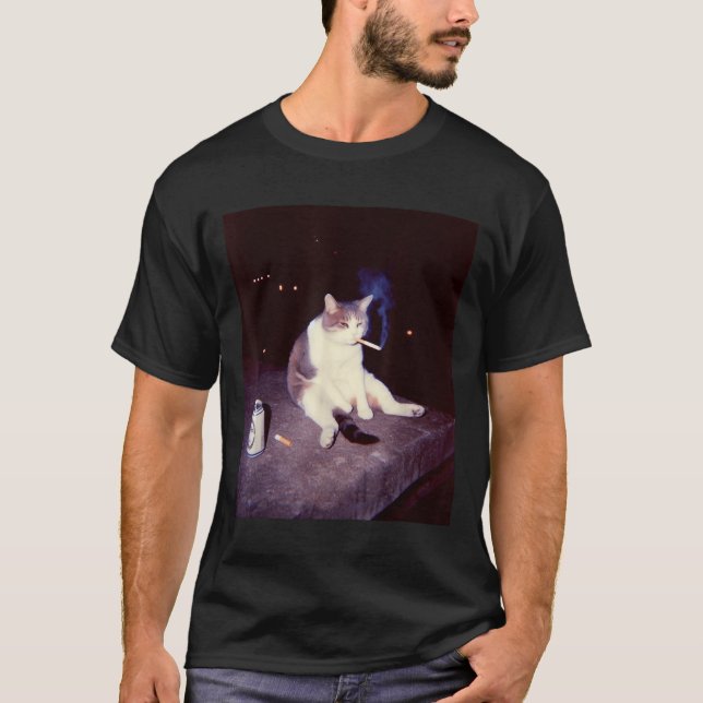 Funny Smoking Meme Cigarette Kitten Brainrot Alber T-Shirt (Vorderseite)