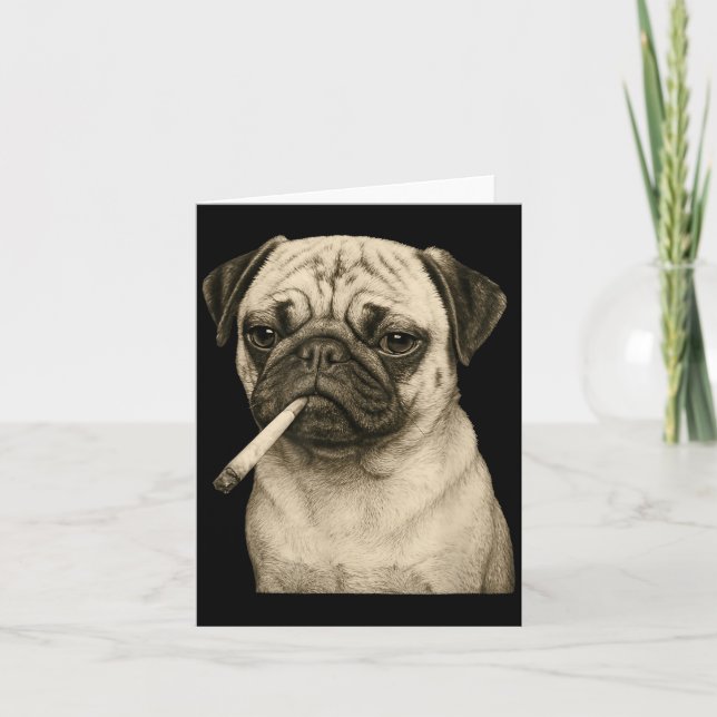 Funny Smoking Pug Dog Cigarette Gen Z Meme Graphic Karte (Vorderseite)