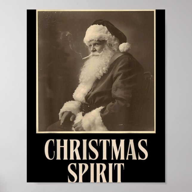 Funny Smoking Santa Claus Christmas Srit Vintage  Poster (Vorne)