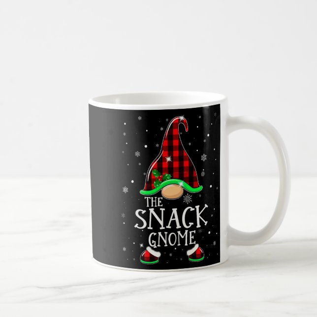 Funny Snack Gnome Buffalo Plaid Matching Christmas Kaffeetasse (Rechts)