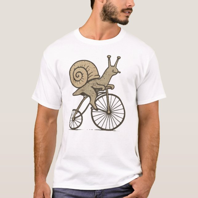 Funny Snail on a Bike T-Shirt (Vorderseite)