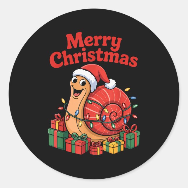 Funny Snail Santa Hat Animals Lovers Ugly Christma Runder Aufkleber (Vorderseite)
