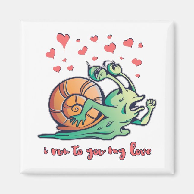 Funny Snail Valentine Running Magnet (Vorne)