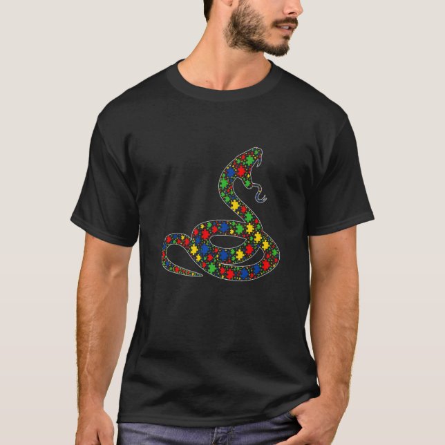 Funny Snake Animals Puzzle Stücke Autismus Bewusst T-Shirt (Vorderseite)