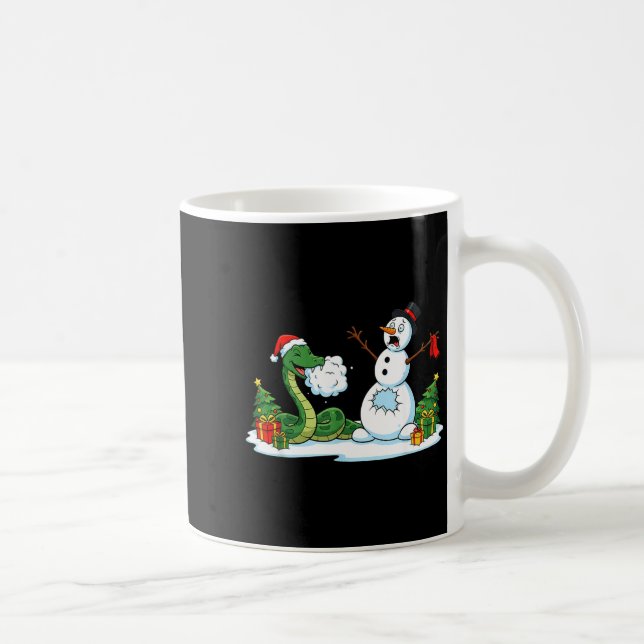 Funny Snake Snowman Christmas Tree Xmas Womens Men Kaffeetasse (Rechts)