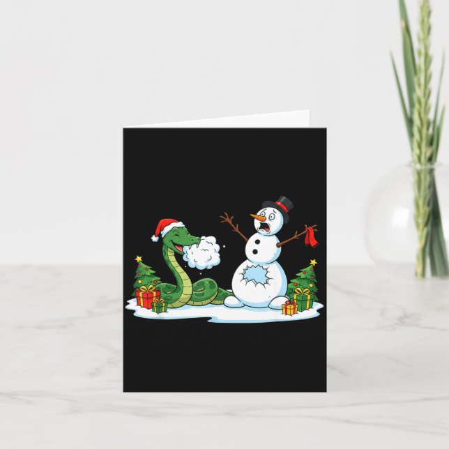 Funny Snake Snowman Christmas Tree Xmas Womens Men Karte (Vorderseite)