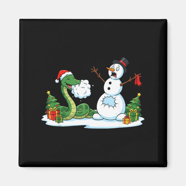 Funny Snake Snowman Christmas Tree Xmas Womens Men Magnet (Vorne)