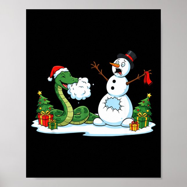 Funny Snake Snowman Christmas Tree Xmas Womens Men Poster (Vorne)