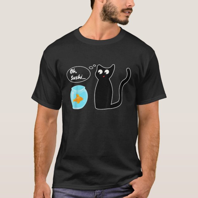 Funny Sndisaster Happen Oh Sushi Cat Goldfish Gla T-Shirt (Vorderseite)