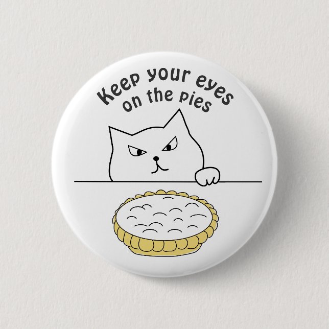 Funny Sneaky Cat nach Cream Pie Illustration Button (Vorderseite)