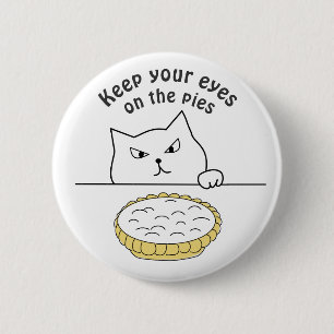 Funny Sneaky Cat nach Cream Pie Illustration Button