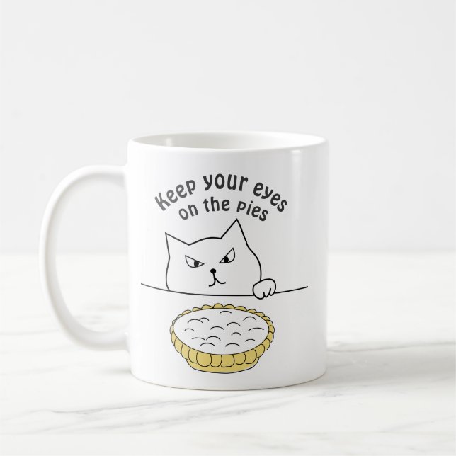 Funny Sneaky Cat nach Cream Pie Illustration Kaffeetasse (Links)