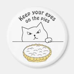 Funny Sneaky Cat nach Cream Pie Illustration Magnet