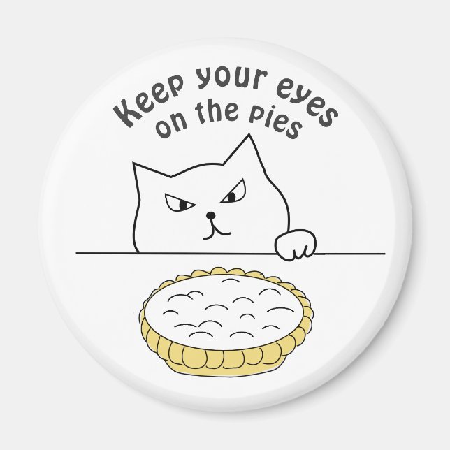 Funny Sneaky Cat nach Cream Pie Illustration Magnet (Vorne)