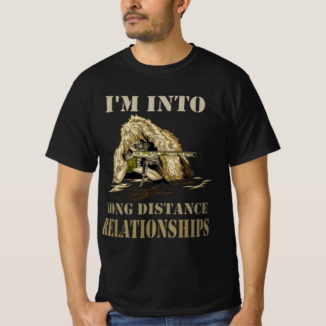 Funny Sniper Camo Long Distance Relationship Gun L T-Shirt (Vorderseite)