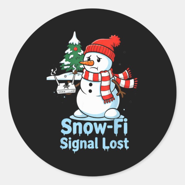 Funny Snow-fi Signal Lost Snowman Christmas Design Runder Aufkleber (Vorderseite)