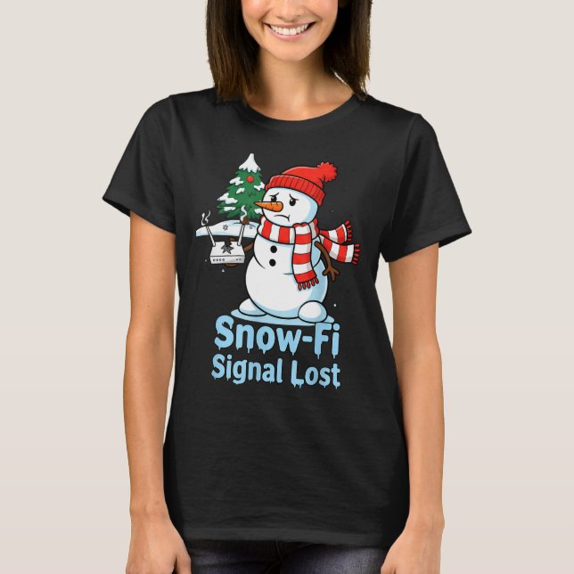 Funny Snow-fi Signal Lost Snowman Christmas Design T-Shirt (Vorderseite)