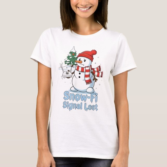 Funny Snow-Fi Signal Lost Snowman Christmas T-Shirt (Vorderseite)