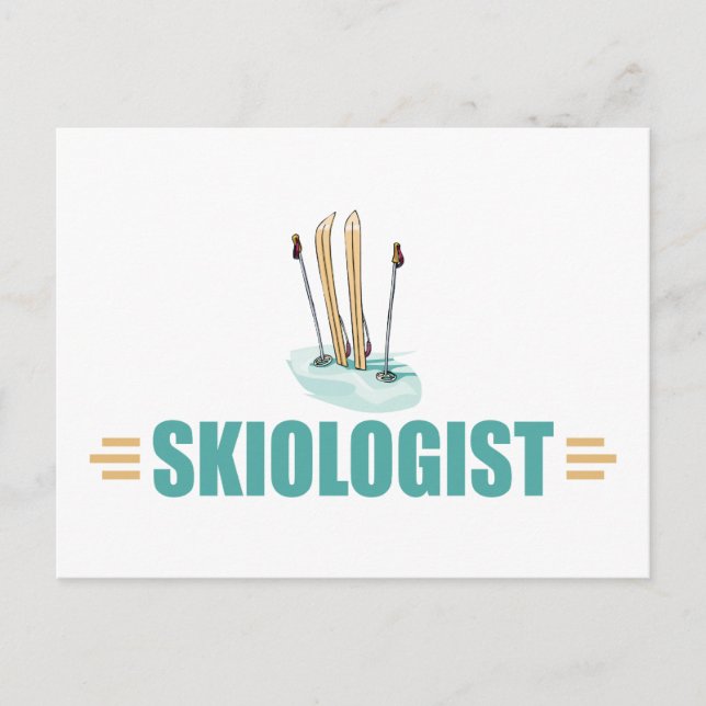 Funny Snow Skiing Postkarte (Vorderseite)