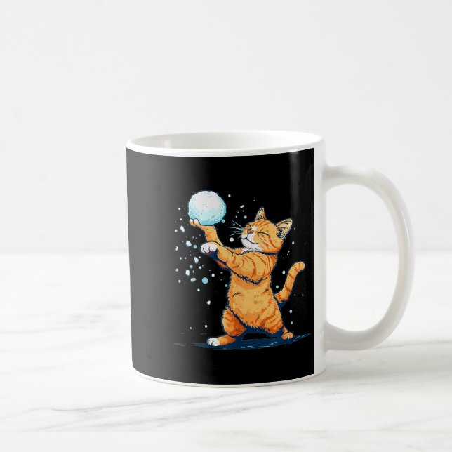 Funny Snowball Cat In Winter For Men Women Kids  Kaffeetasse (Rechts)