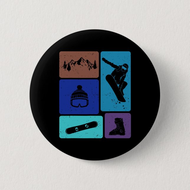 Funny Snowboarden Lover Snowboarder Wintersport Button (Vorderseite)