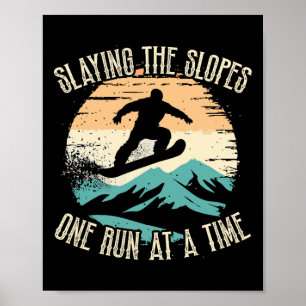 Funny Snowboarden Meme auf den Pisten 1 Run Poster