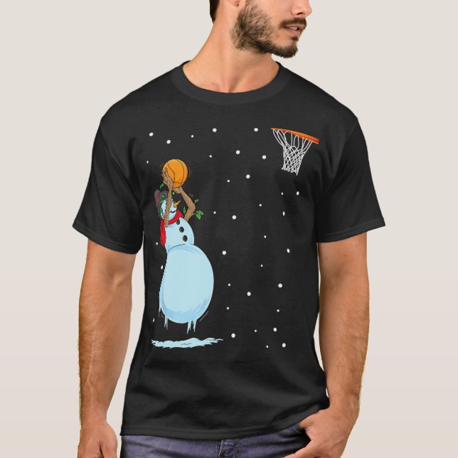 Funny Snowman Basketball Weihnachtsfest T - Shirt (Vorderseite)
