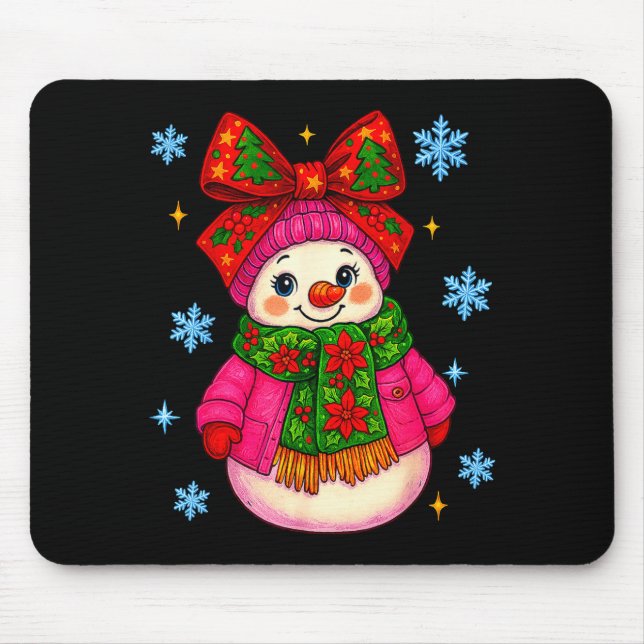 Funny Snowman Christmas Costume Cute Toddler Girl  Mousepad (Vorne)