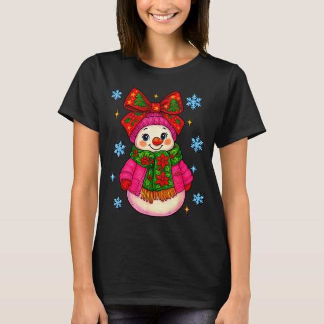 Funny Snowman Christmas Costume Cute Toddler Girl  T-Shirt (Vorderseite)