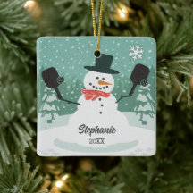 Funny Snowman Custom Pickleball Weihnachtsschmuck