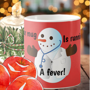 Funny Snowman Doktor niedliches Winterkakafieber Kaffeetasse
