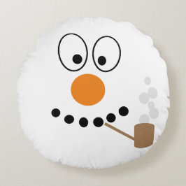 Funny Snowman Face Cartoon Weihnachten Rundes Kissen