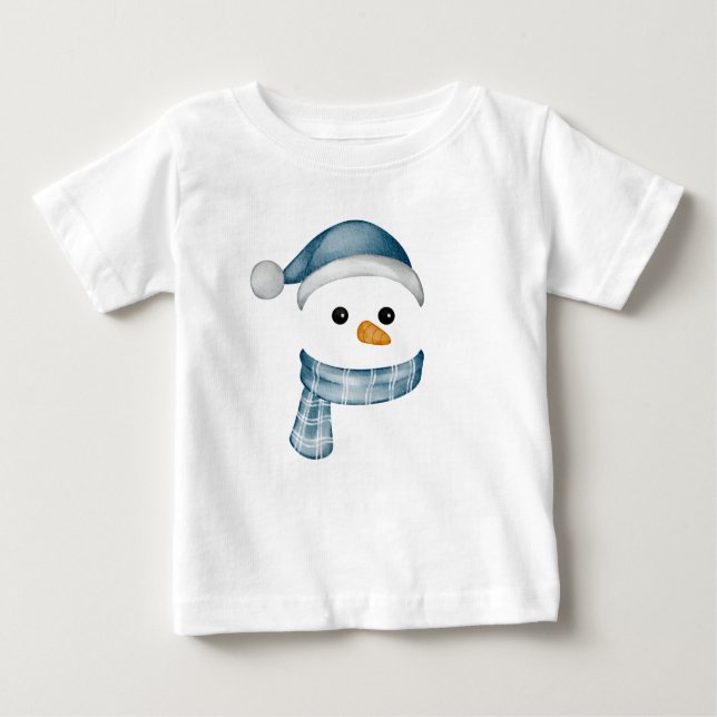 Funny Snowman Face frohe Weihnachtsfamilie Baby T-shirt (Vorderseite)
