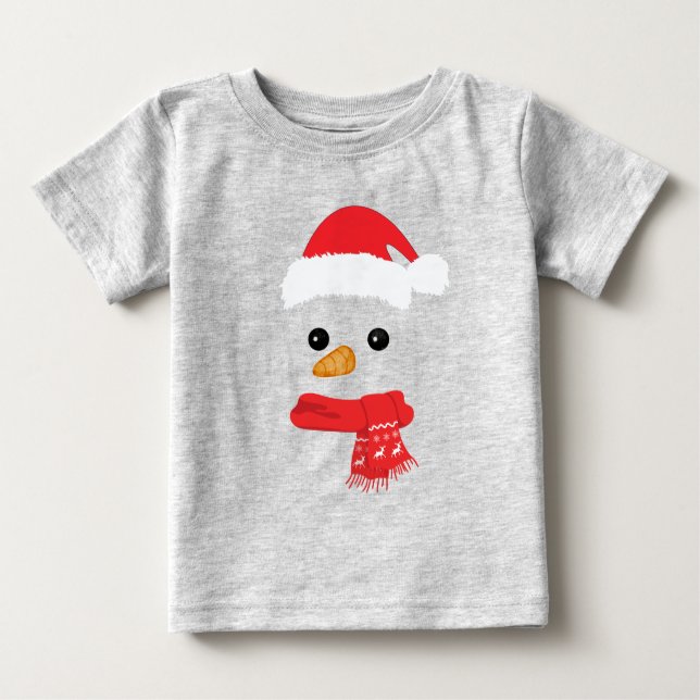 Funny Snowman Face frohe Weihnachtsfamilie Baby T-shirt (Vorderseite)