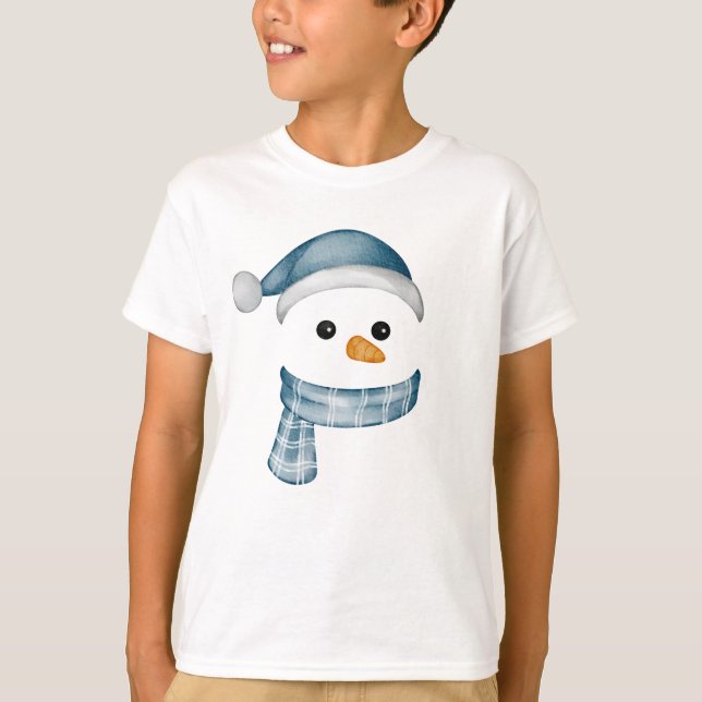 Funny Snowman Face frohe Weihnachtsfamilie T-Shirt (Vorderseite)