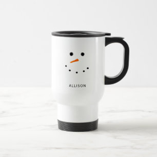 Funny Snowman Face Personalisiert Reisebecher