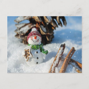 Funny Snowman isst Leckereien Postkarte